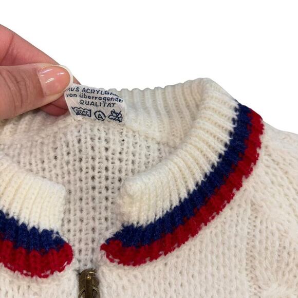 Grandpa Sweater Americana White Red Blue Women’s S/M Preppy Old Money Costal - Picture 8 of 11